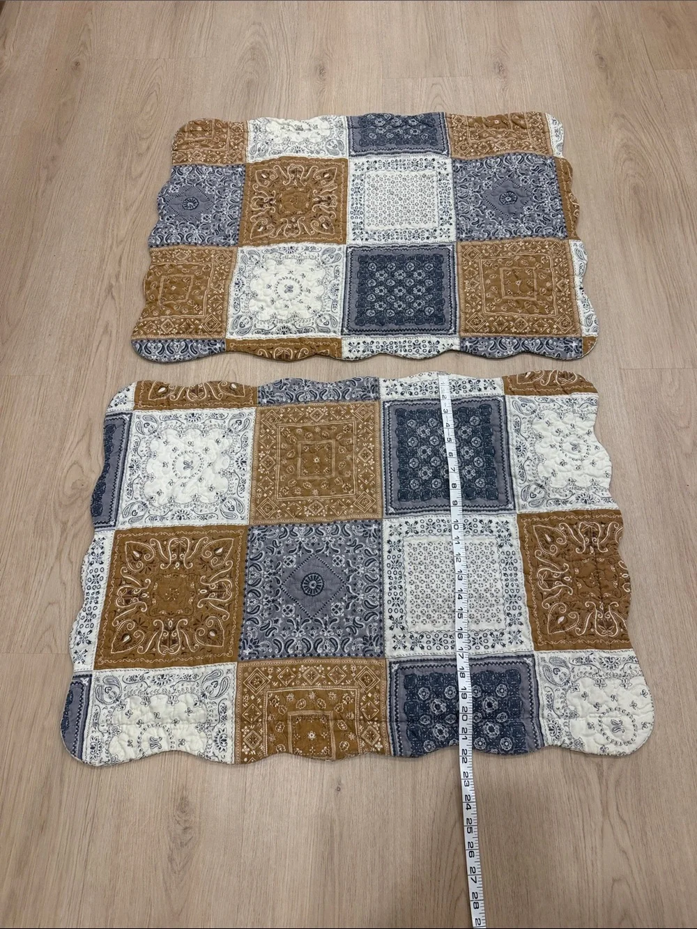 Patchwork Bandana Quilt Placemat Set - Blue, White & Brown